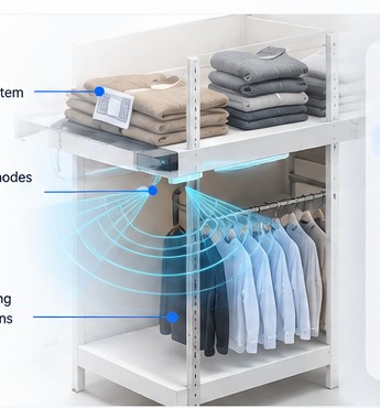 Concept illustration of sensing beneath a retail shelf